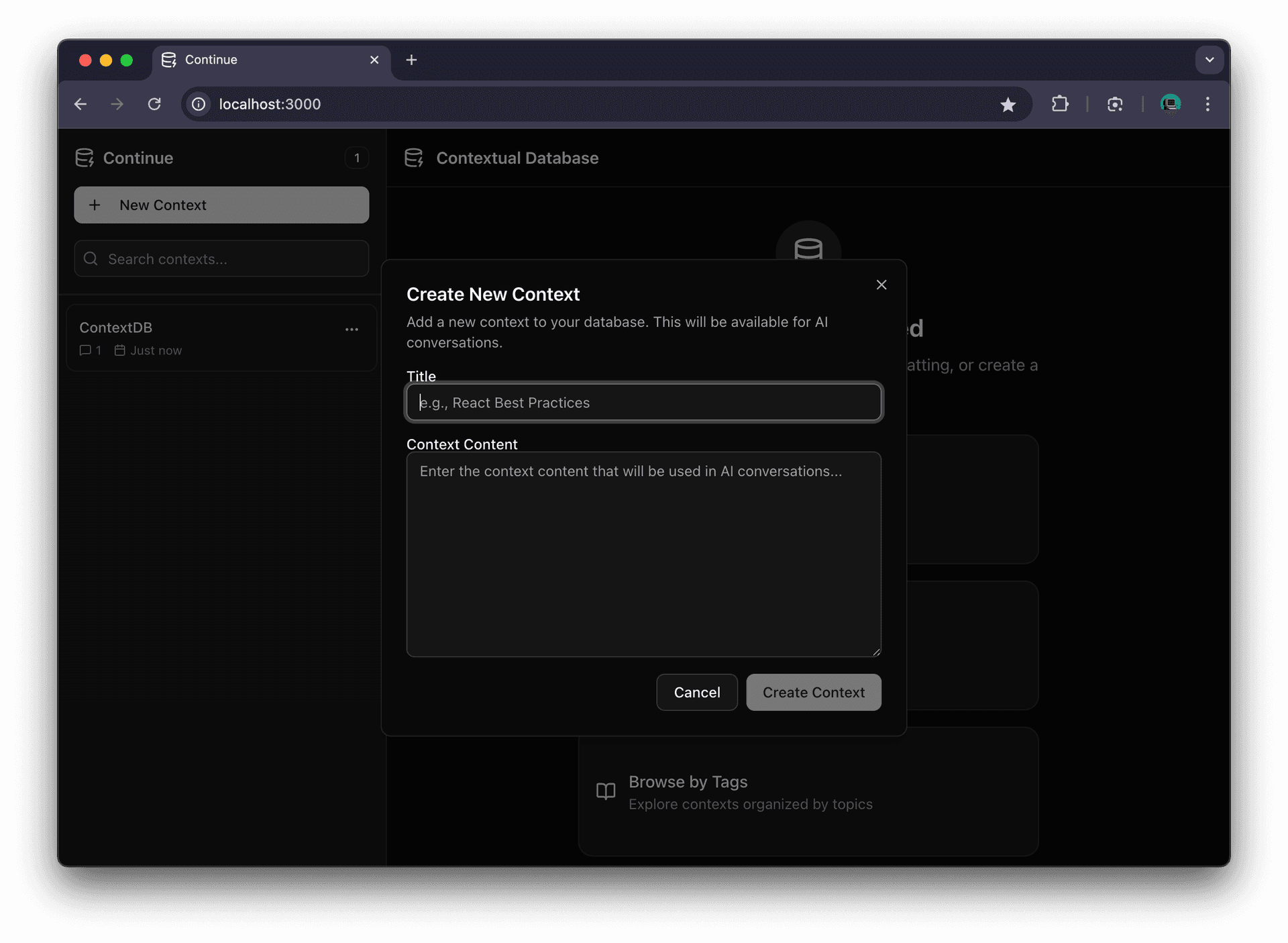 Context Management Interface